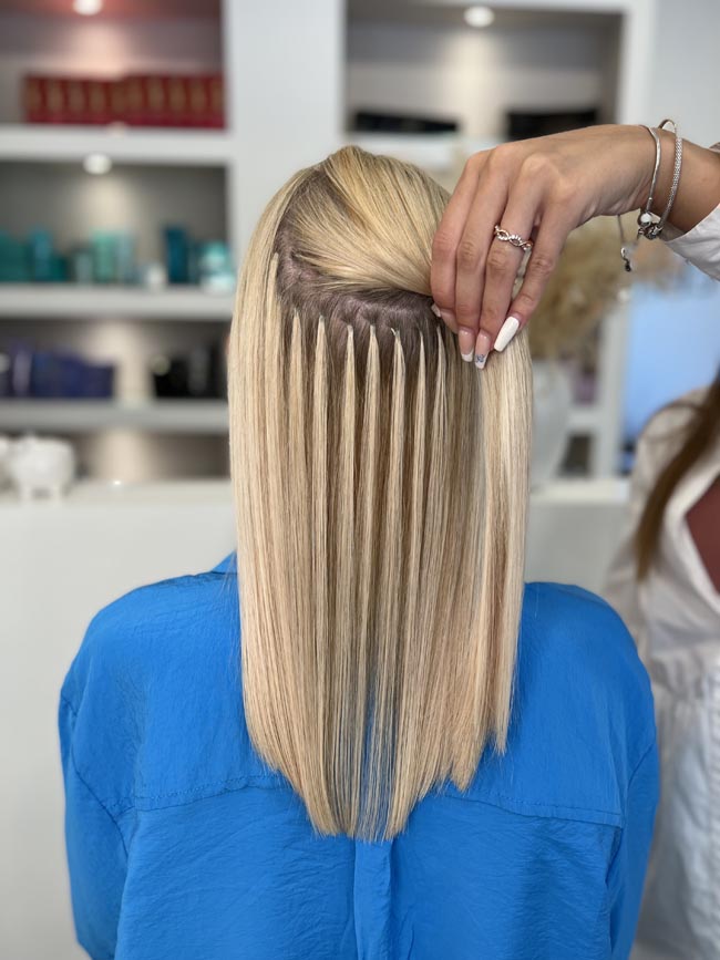 Bonding-Extensions, glattes blondes Haar