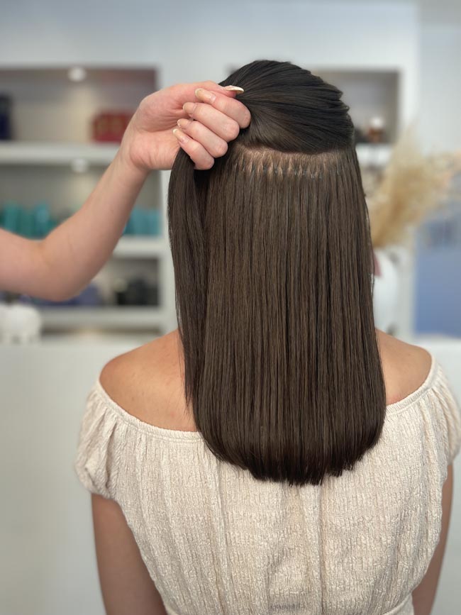 Extensions-Ansatz, dunkelbraunes glattes Haar