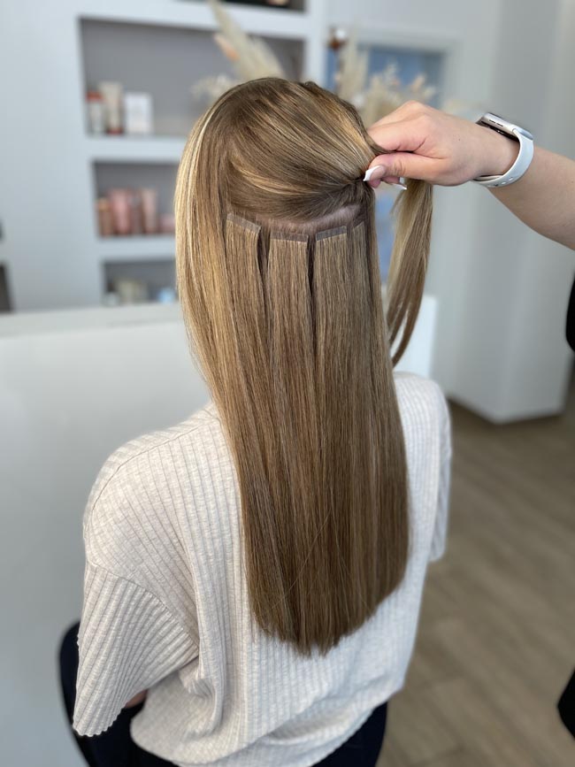 Tape-Extensions, hellbraunes Haar